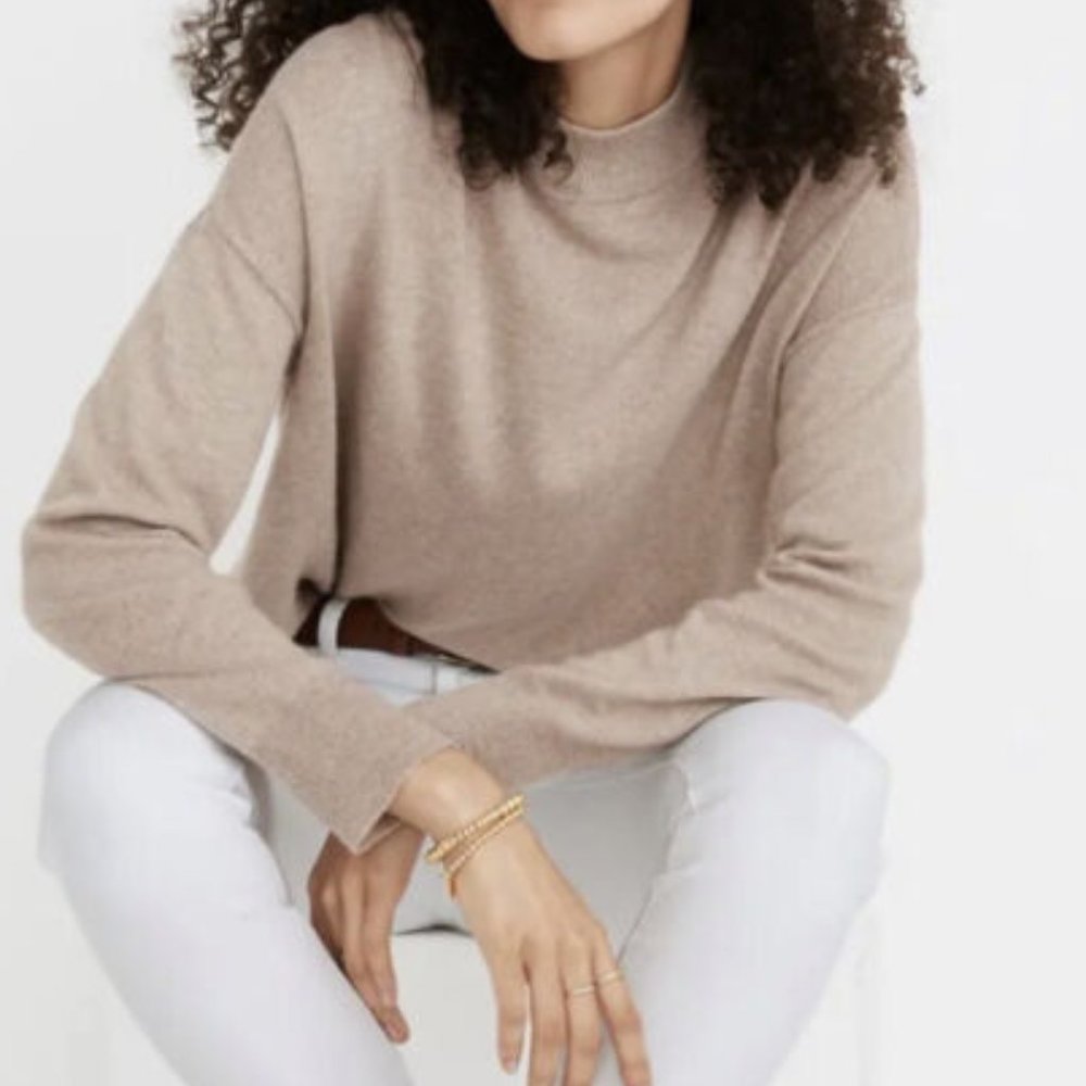Madewell Womens Ashbury Mock Neck Sweater In Heather Hazelwood Size XS